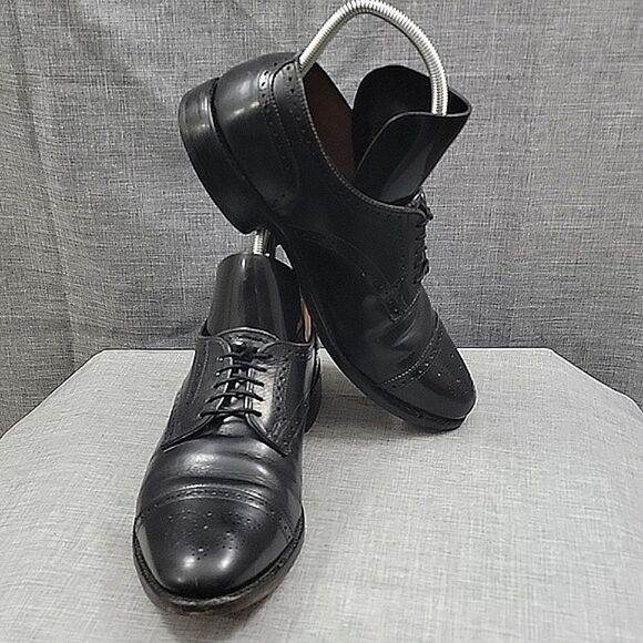 Allen Edmonds Sanford Black Leather Oxford Brogue Men's Dress Shoes Size 9.5D